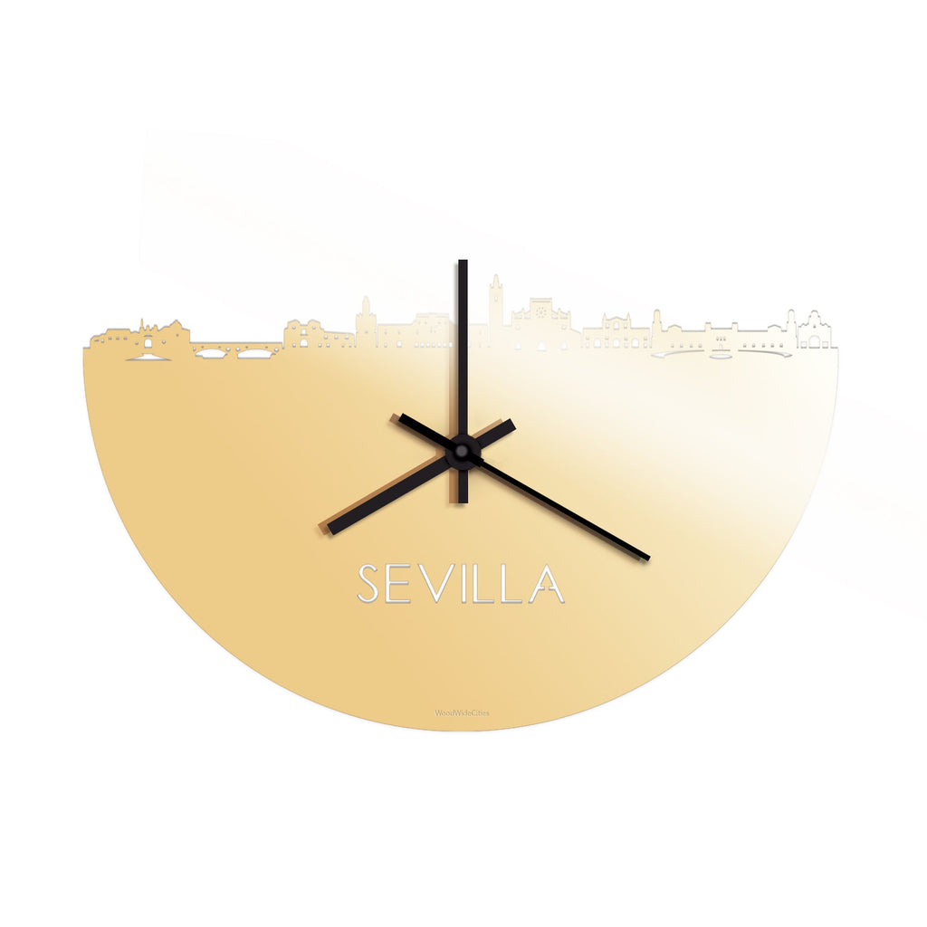 Skyline Klok Sevilla Metallic Goud gerecycled kunststof cadeau decoratie relatiegeschenk van WoodWideCities