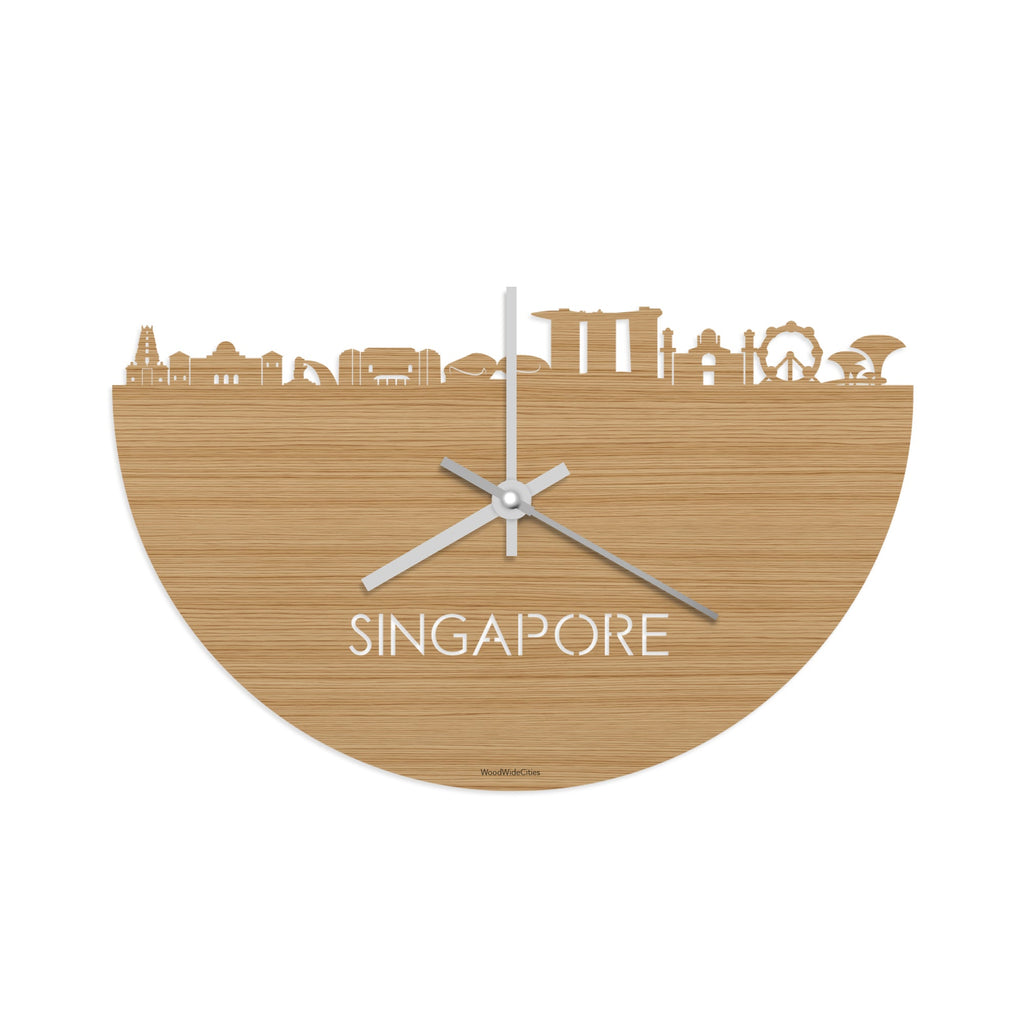 Skyline Klok Singapore Bamboe houten cadeau decoratie relatiegeschenk van WoodWideCities