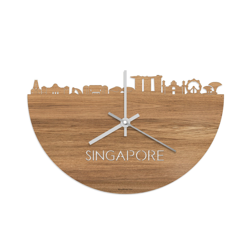 Skyline Klok Singapore Eiken houten cadeau decoratie relatiegeschenk van WoodWideCities