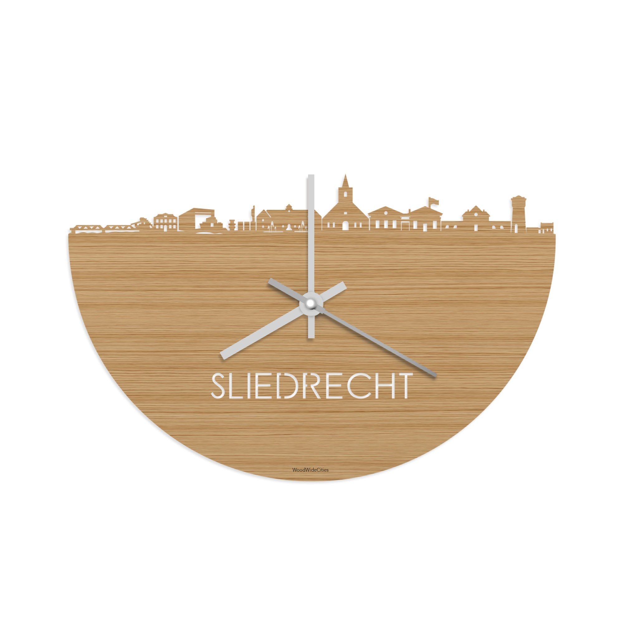 Skyline Klok Sliedrecht Bamboe houten cadeau decoratie relatiegeschenk van WoodWideCities