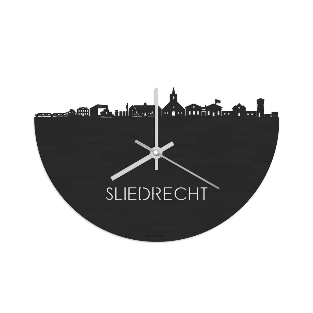 Skyline Klok Sliedrecht Black Zwart houten cadeau decoratie relatiegeschenk van WoodWideCities