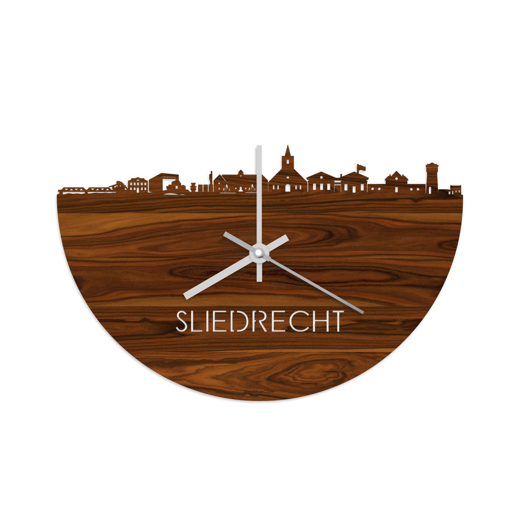 Skyline Klok Sliedrecht Palissander houten cadeau decoratie relatiegeschenk van WoodWideCities