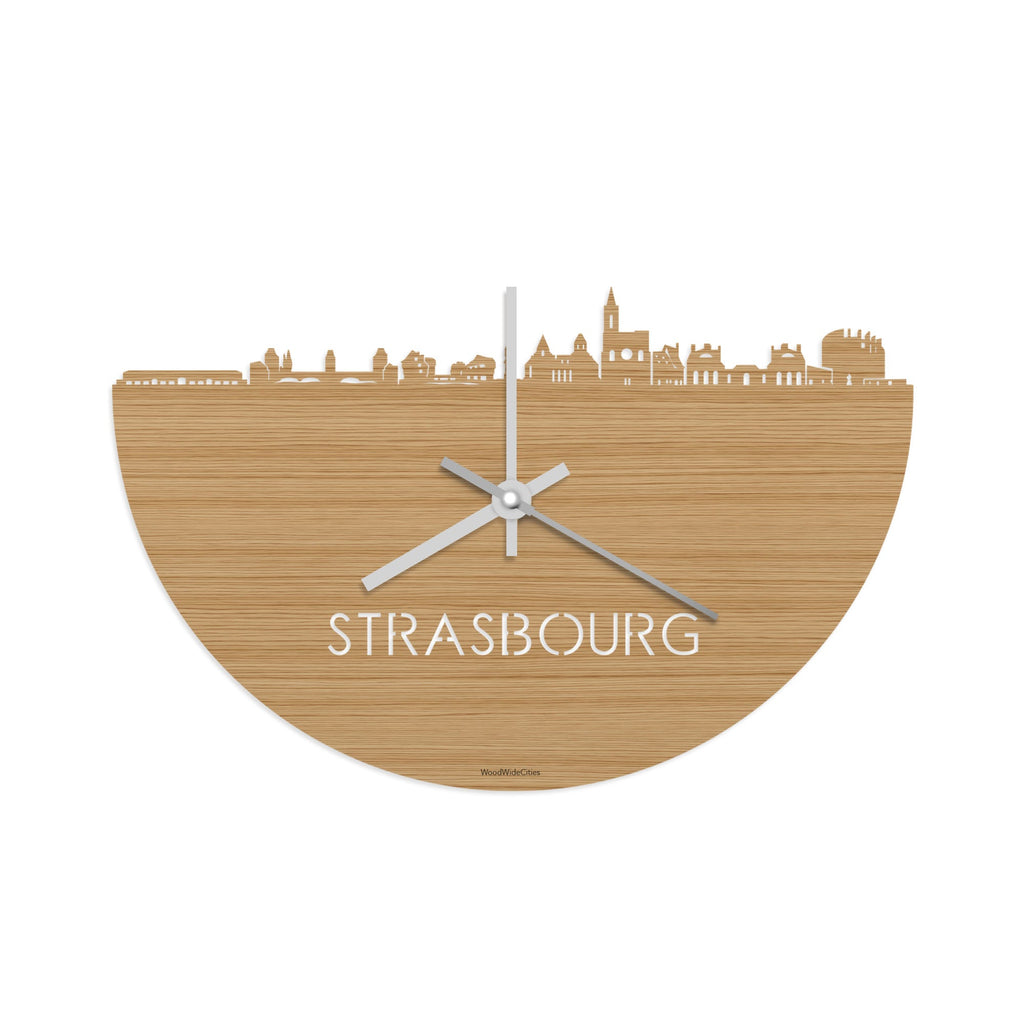 Skyline Klok Strasbourg Bamboe houten cadeau decoratie relatiegeschenk van WoodWideCities