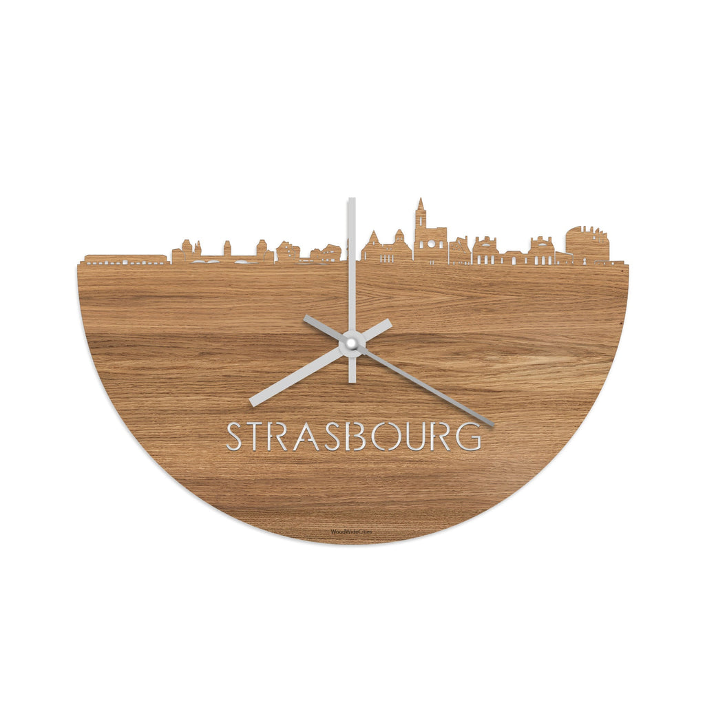 Skyline Klok Strasbourg Eiken houten cadeau decoratie relatiegeschenk van WoodWideCities