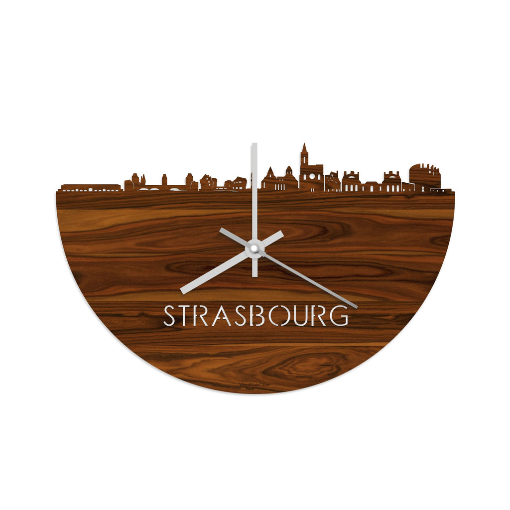 Skyline Klok Strasbourg Palissander houten cadeau decoratie relatiegeschenk van WoodWideCities