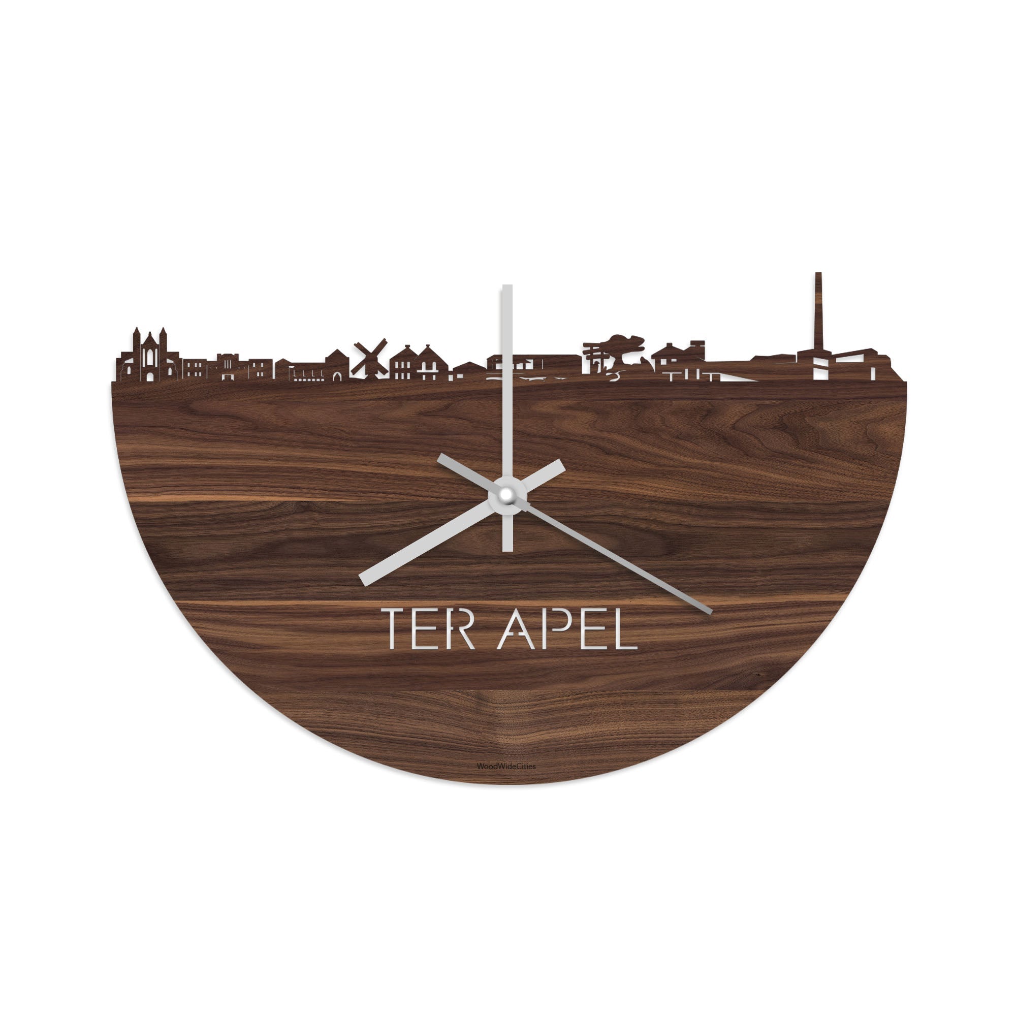 Skyline Klok Ter Apel Noten houten cadeau decoratie relatiegeschenk van WoodWideCities