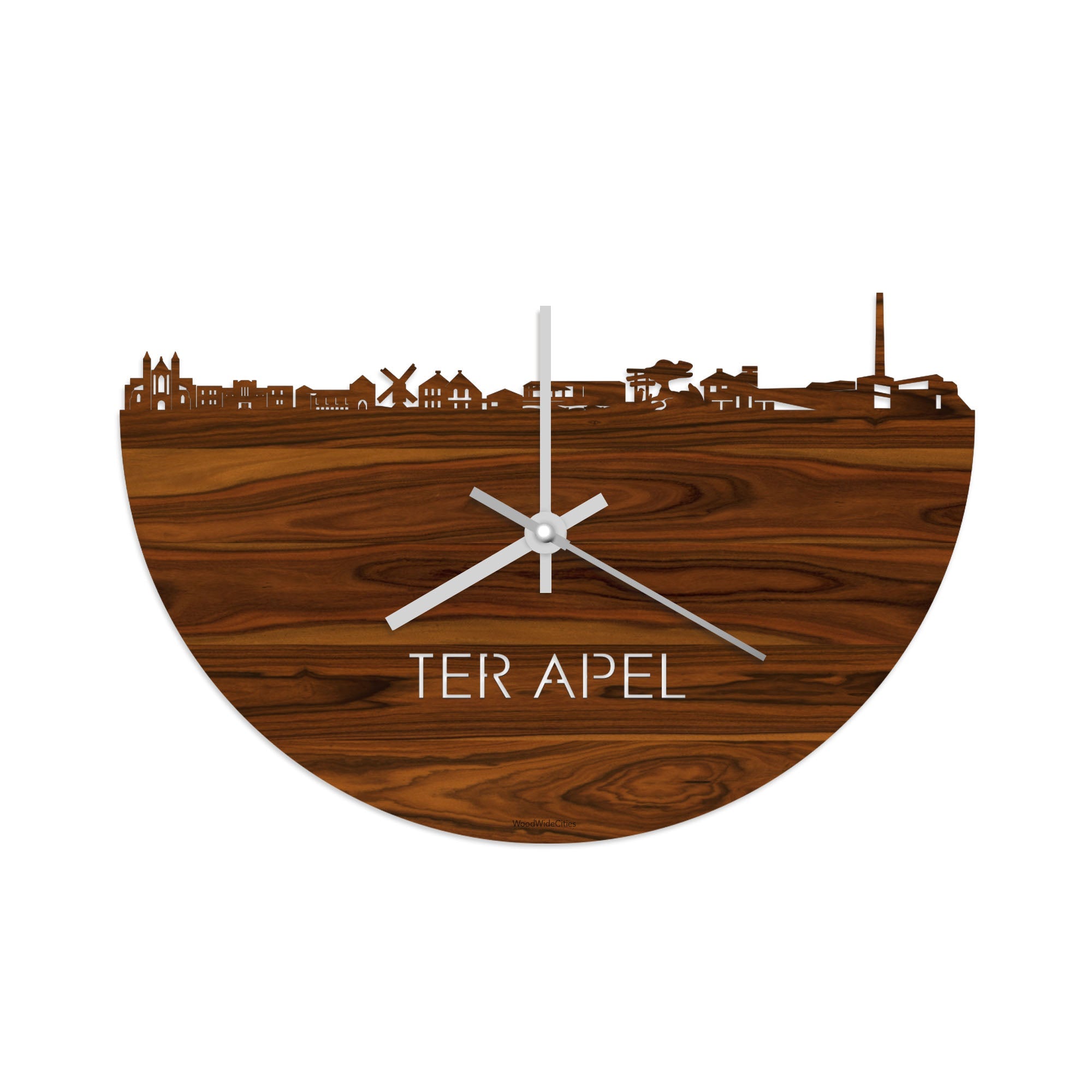 Skyline Klok Ter Apel Palissander houten cadeau decoratie relatiegeschenk van WoodWideCities