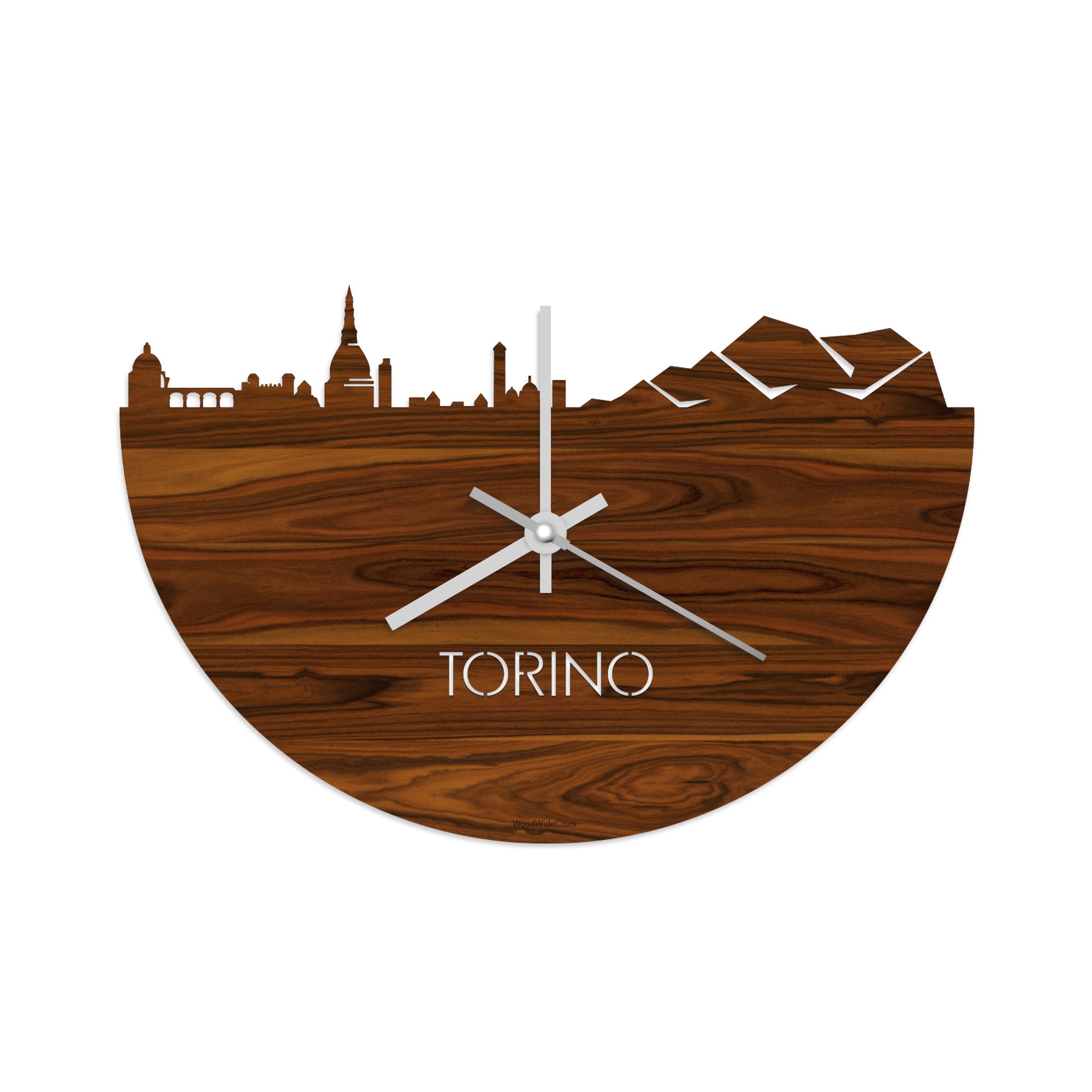 Skyline Klok Torino Palissander houten cadeau decoratie relatiegeschenk van WoodWideCities