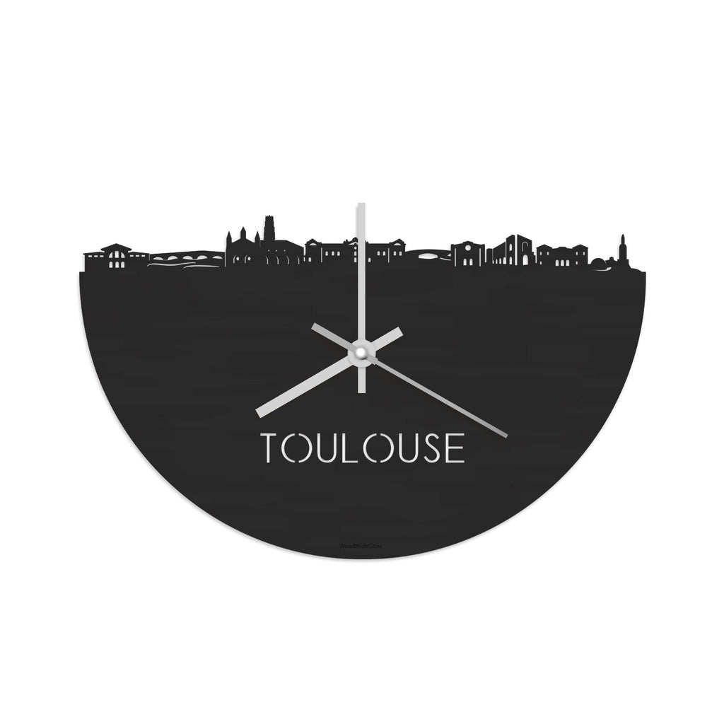 Skyline Klok Toulouse Black Zwart houten cadeau decoratie relatiegeschenk van WoodWideCities