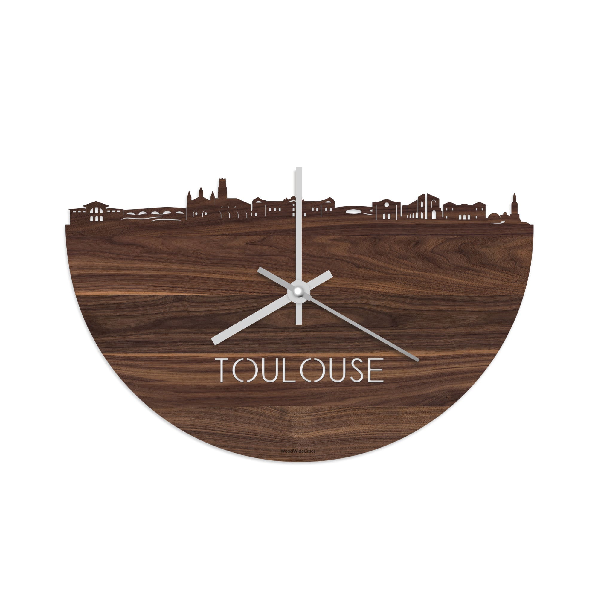 Skyline Klok Toulouse Noten houten cadeau decoratie relatiegeschenk van WoodWideCities