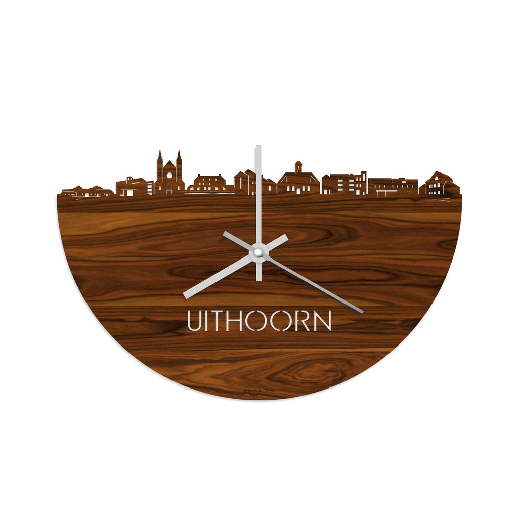 Skyline Klok Uithoorn Palissander houten cadeau decoratie relatiegeschenk van WoodWideCities