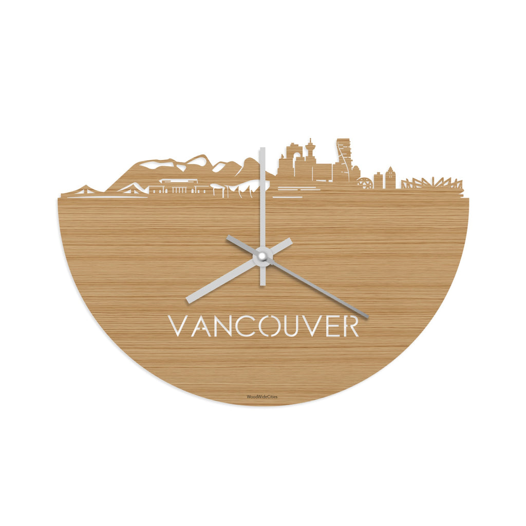 Skyline Klok Vancouver Bamboe houten cadeau decoratie relatiegeschenk van WoodWideCities