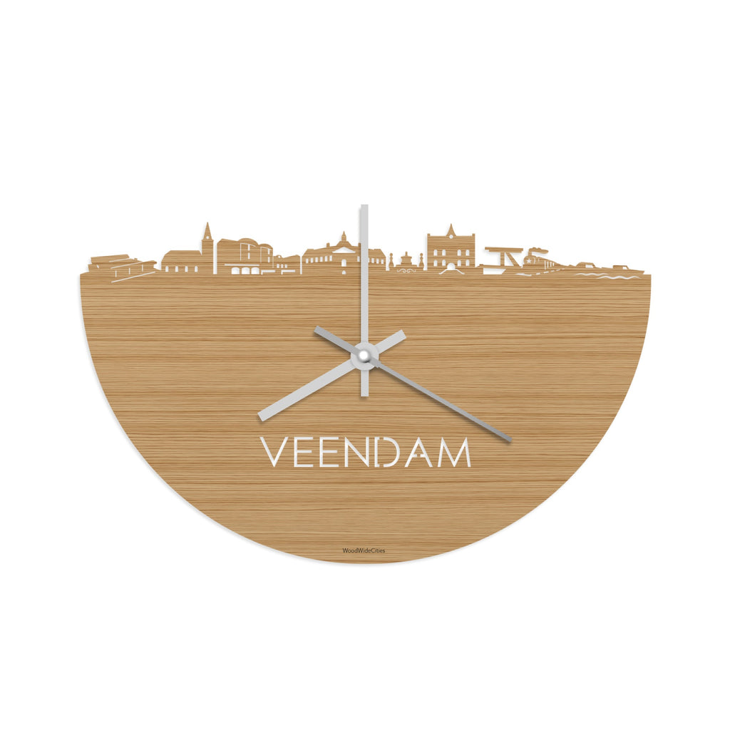 Skyline Klok Veendam Bamboe houten cadeau decoratie relatiegeschenk van WoodWideCities