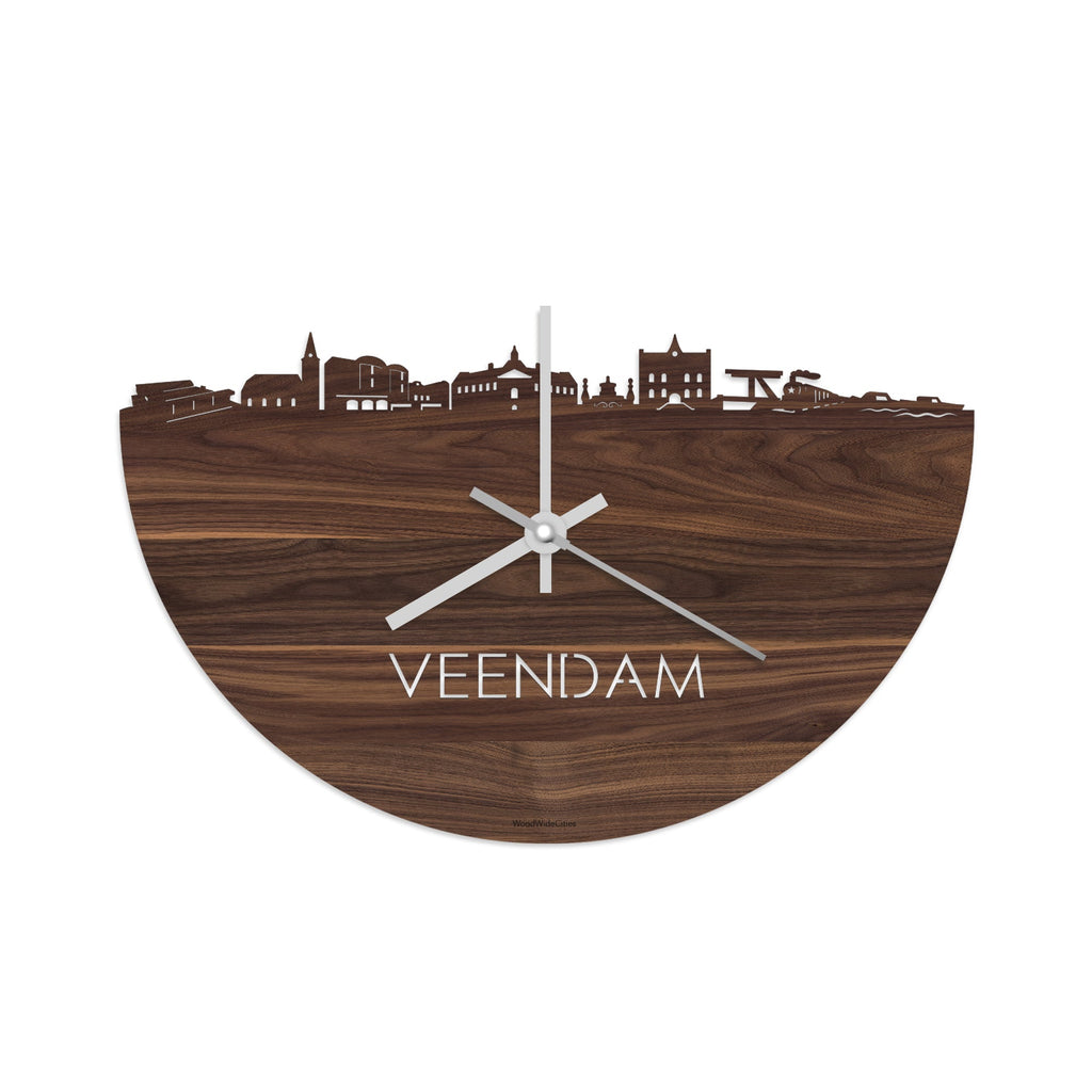 Skyline Klok Veendam Noten houten cadeau decoratie relatiegeschenk van WoodWideCities