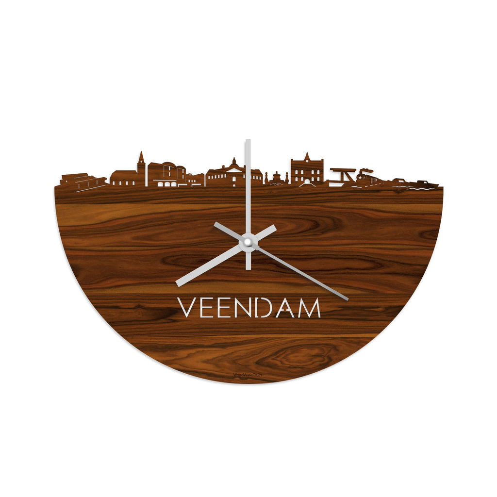 Skyline Klok Veendam Palissander houten cadeau decoratie relatiegeschenk van WoodWideCities