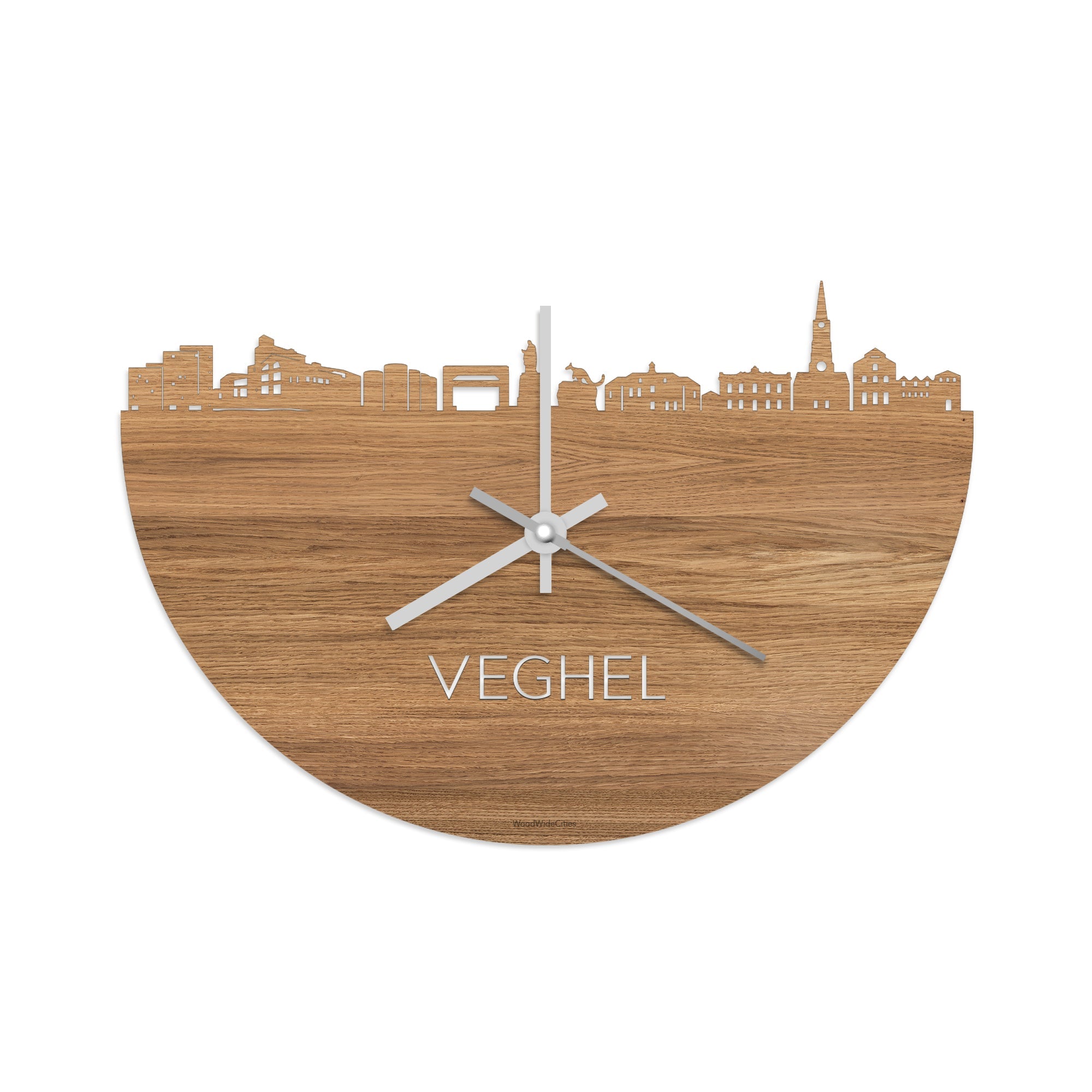 Skyline Klok Veghel Eiken houten cadeau wanddecoratie relatiegeschenk van WoodWideCities