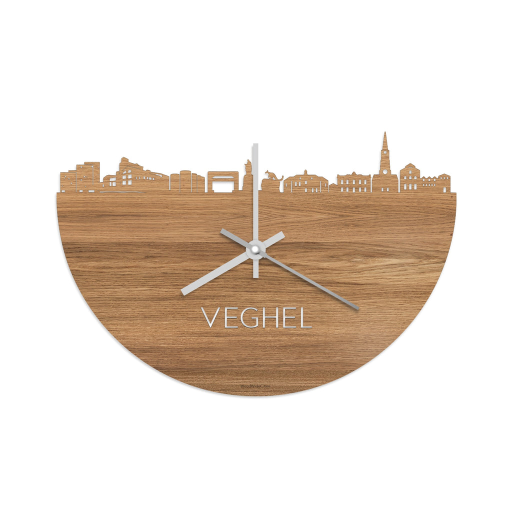 Skyline Klok Veghel Eiken houten cadeau wanddecoratie relatiegeschenk van WoodWideCities