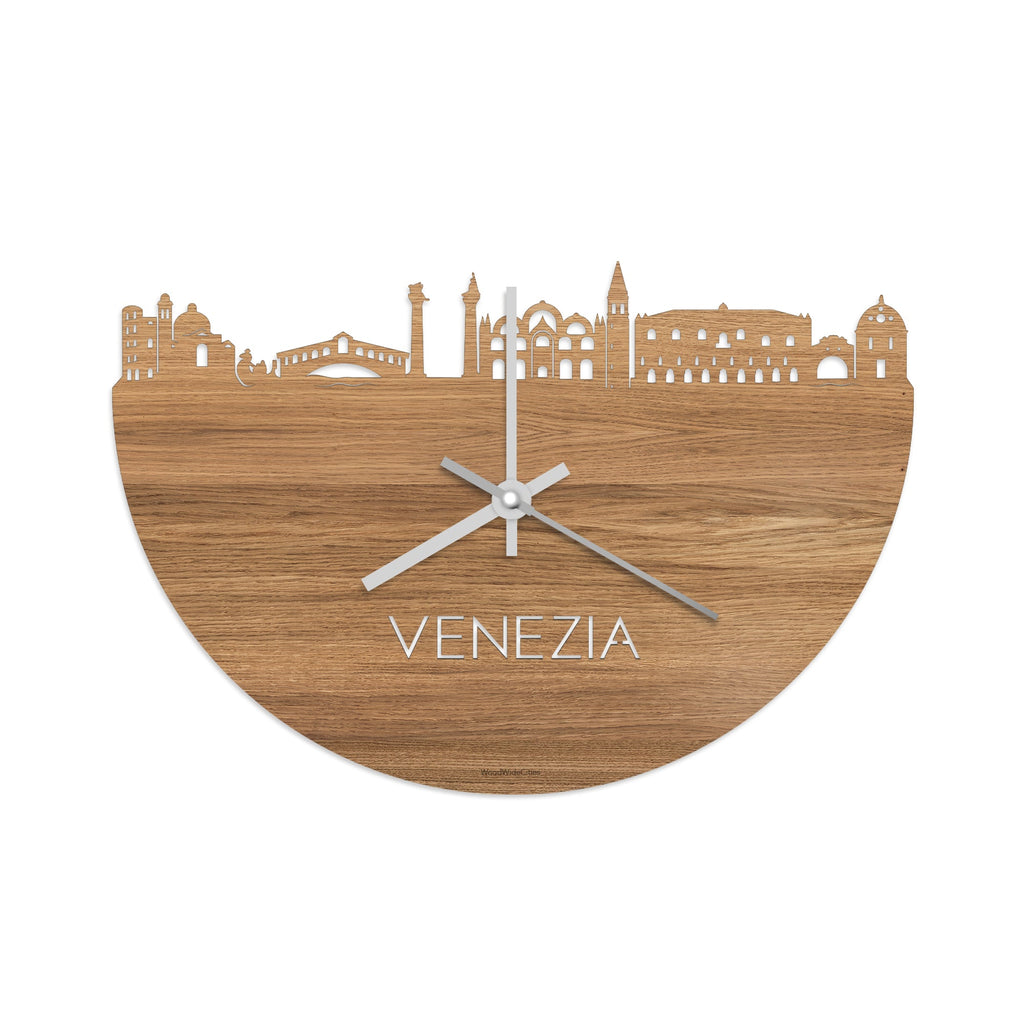 Skyline Klok Venezia Eiken houten cadeau wanddecoratie relatiegeschenk van WoodWideCities