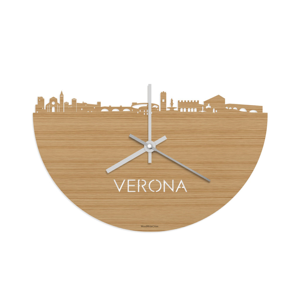 Skyline Klok Verona Bamboe houten cadeau decoratie relatiegeschenk van WoodWideCities