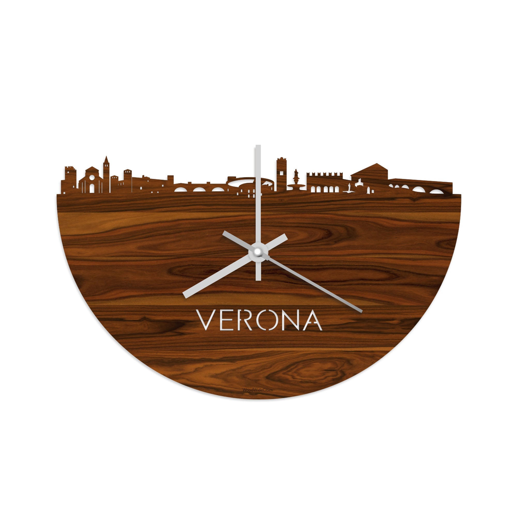 Skyline Klok Verona Palissander houten cadeau decoratie relatiegeschenk van WoodWideCities