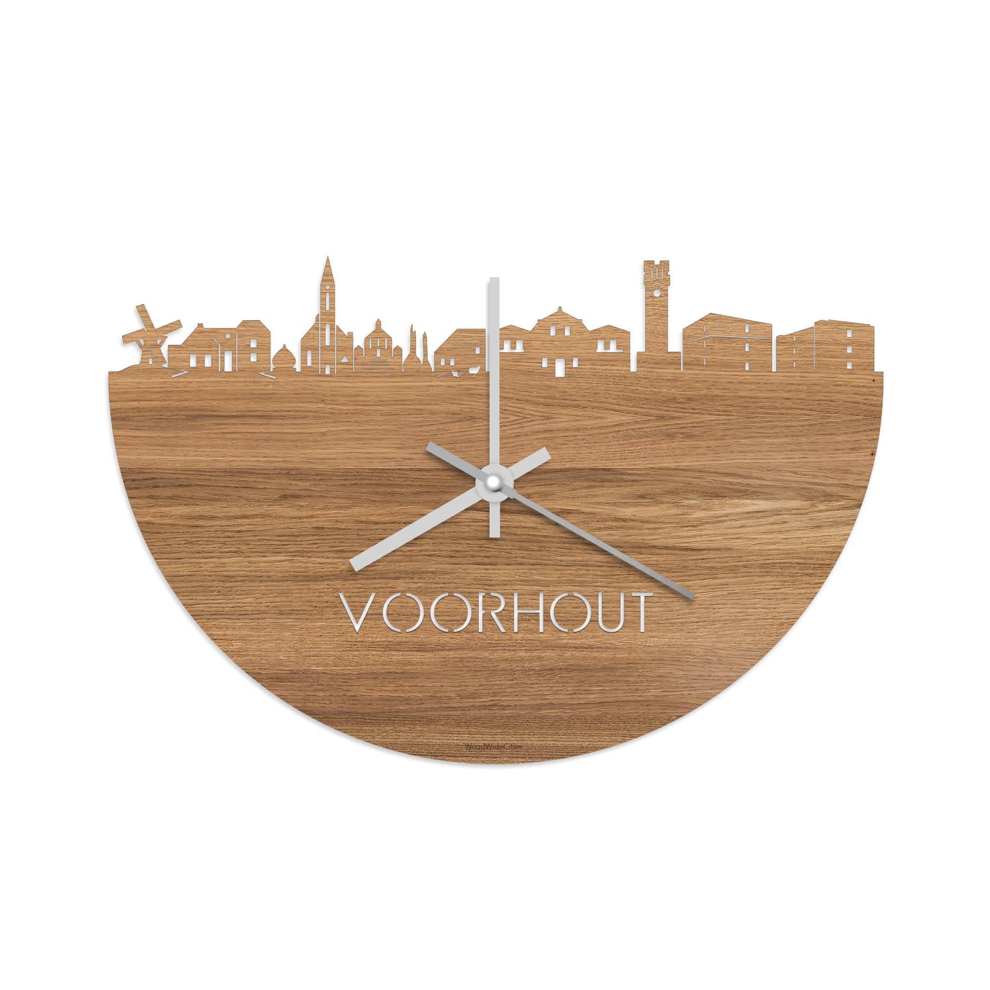 Skyline Klok Voorhout Eiken houten cadeau decoratie relatiegeschenk van WoodWideCities