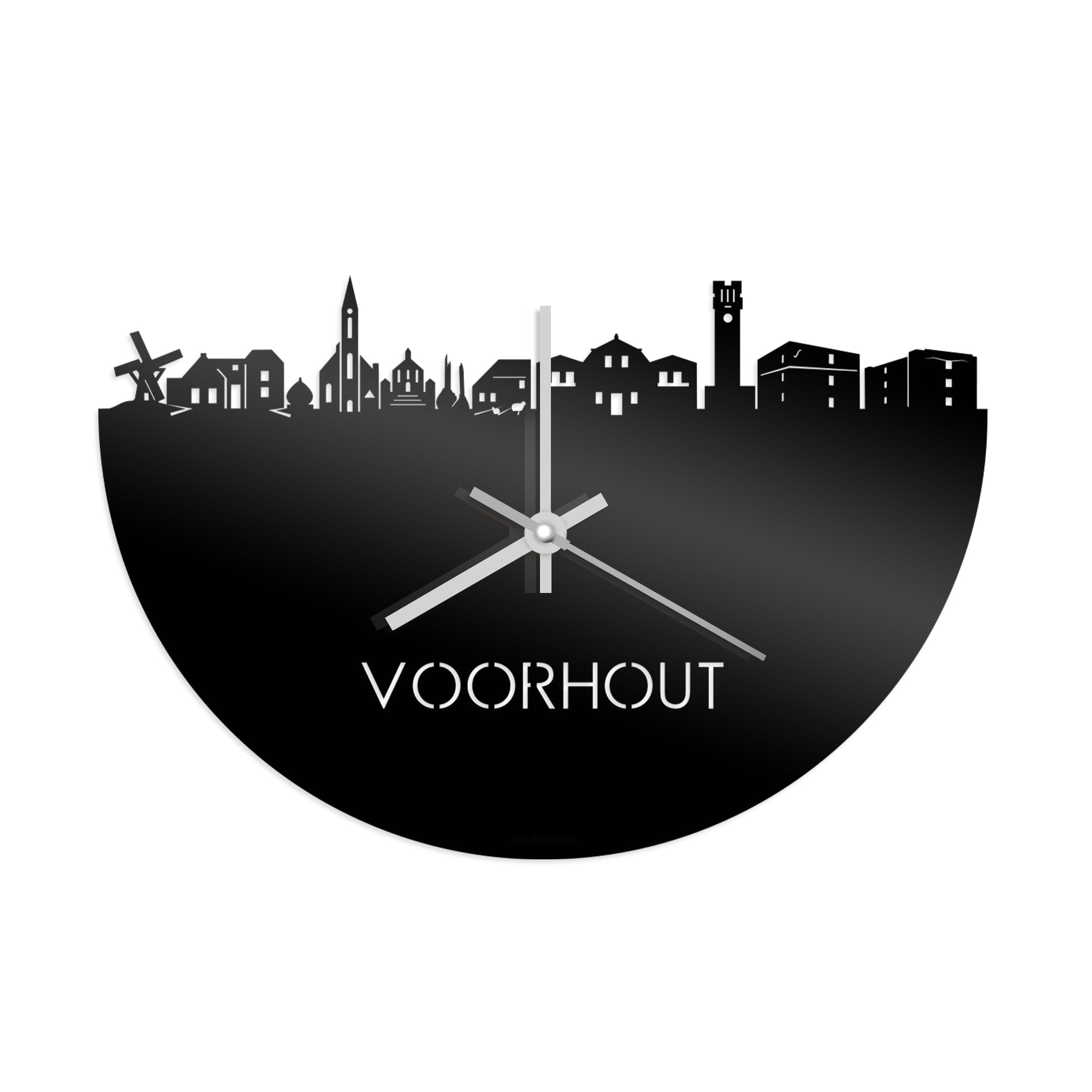 Skyline Klok Voorhout Zwart glanzend gerecycled kunststof cadeau decoratie relatiegeschenk van WoodWideCities