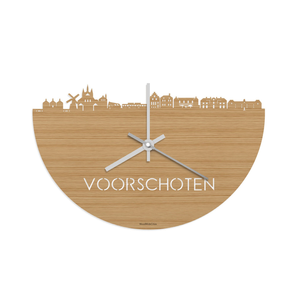 Skyline Klok Voorschoten Bamboe houten cadeau decoratie relatiegeschenk van WoodWideCities