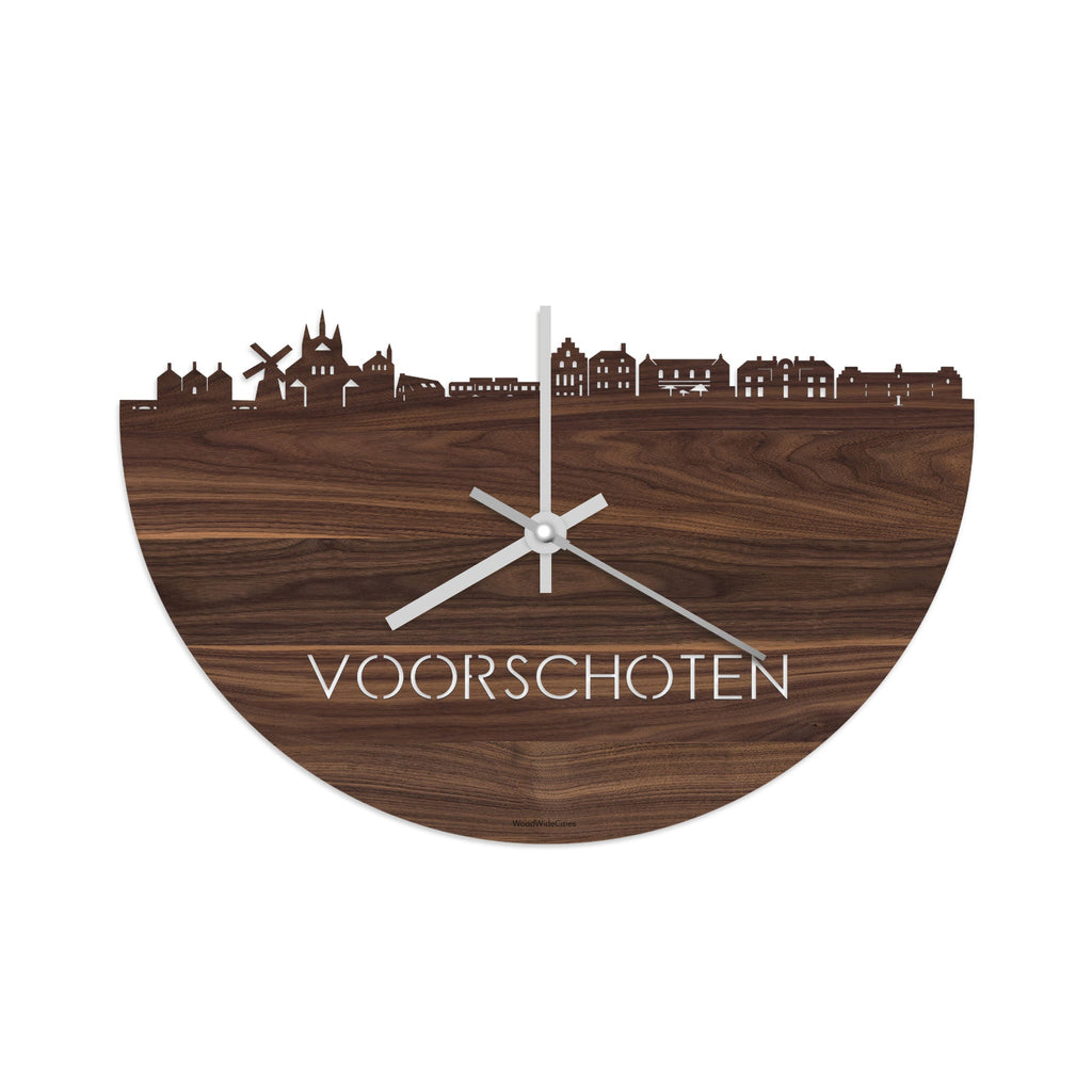 Skyline Klok Voorschoten Noten houten cadeau decoratie relatiegeschenk van WoodWideCities