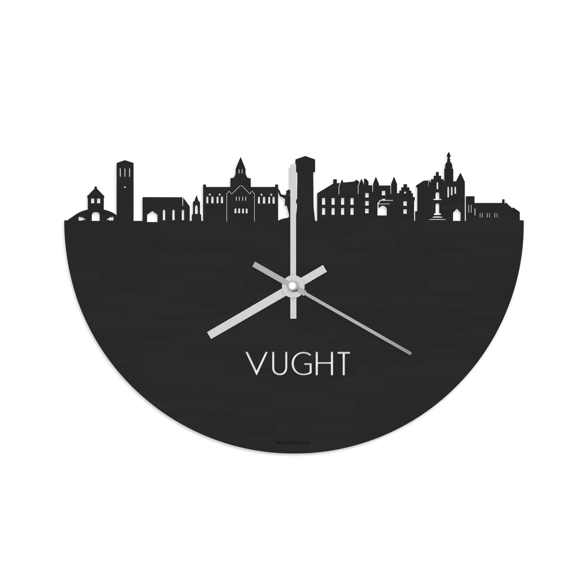 Skyline Klok Vught Black Zwart houten cadeau decoratie relatiegeschenk van WoodWideCities