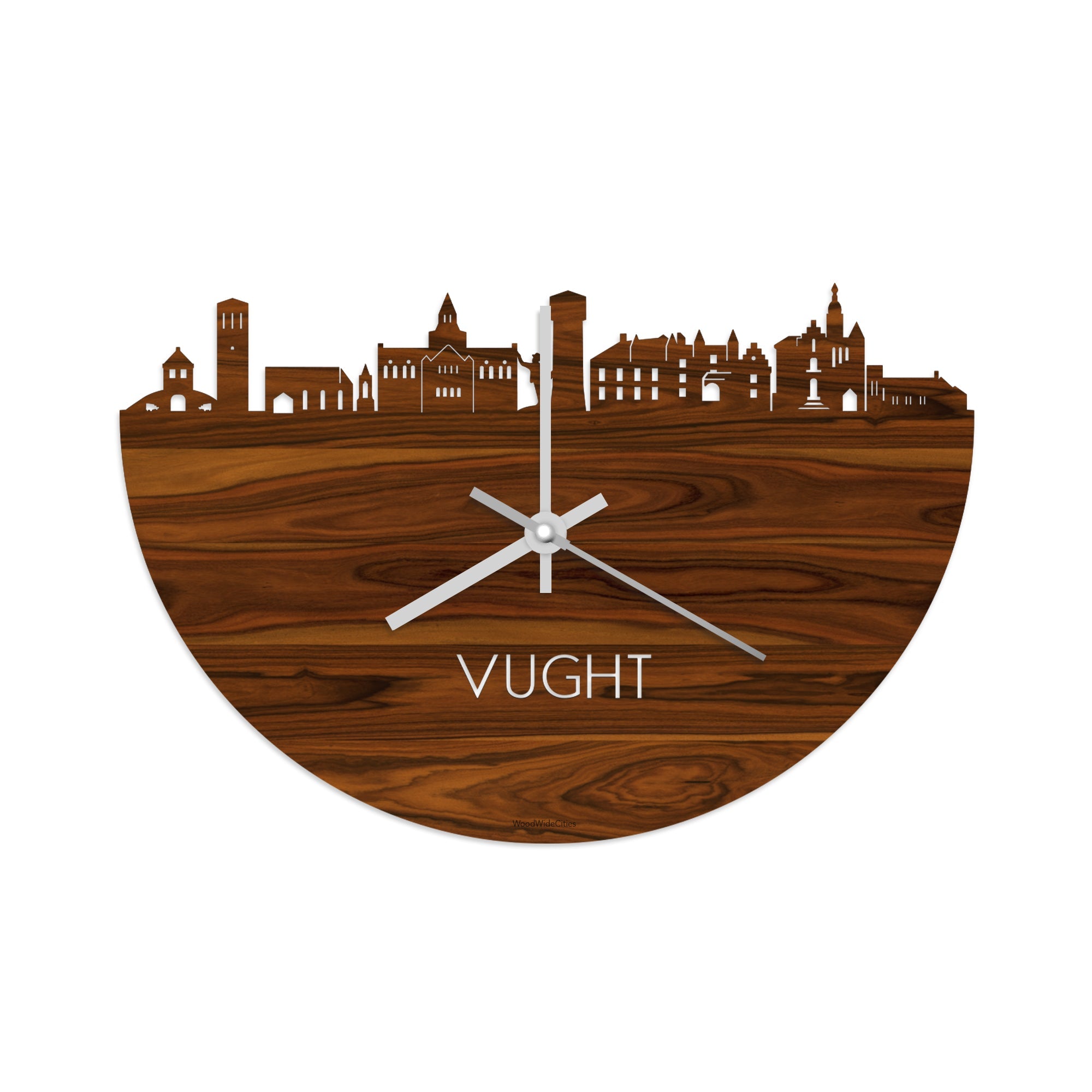 Skyline Klok Vught Palissander houten cadeau decoratie relatiegeschenk van WoodWideCities