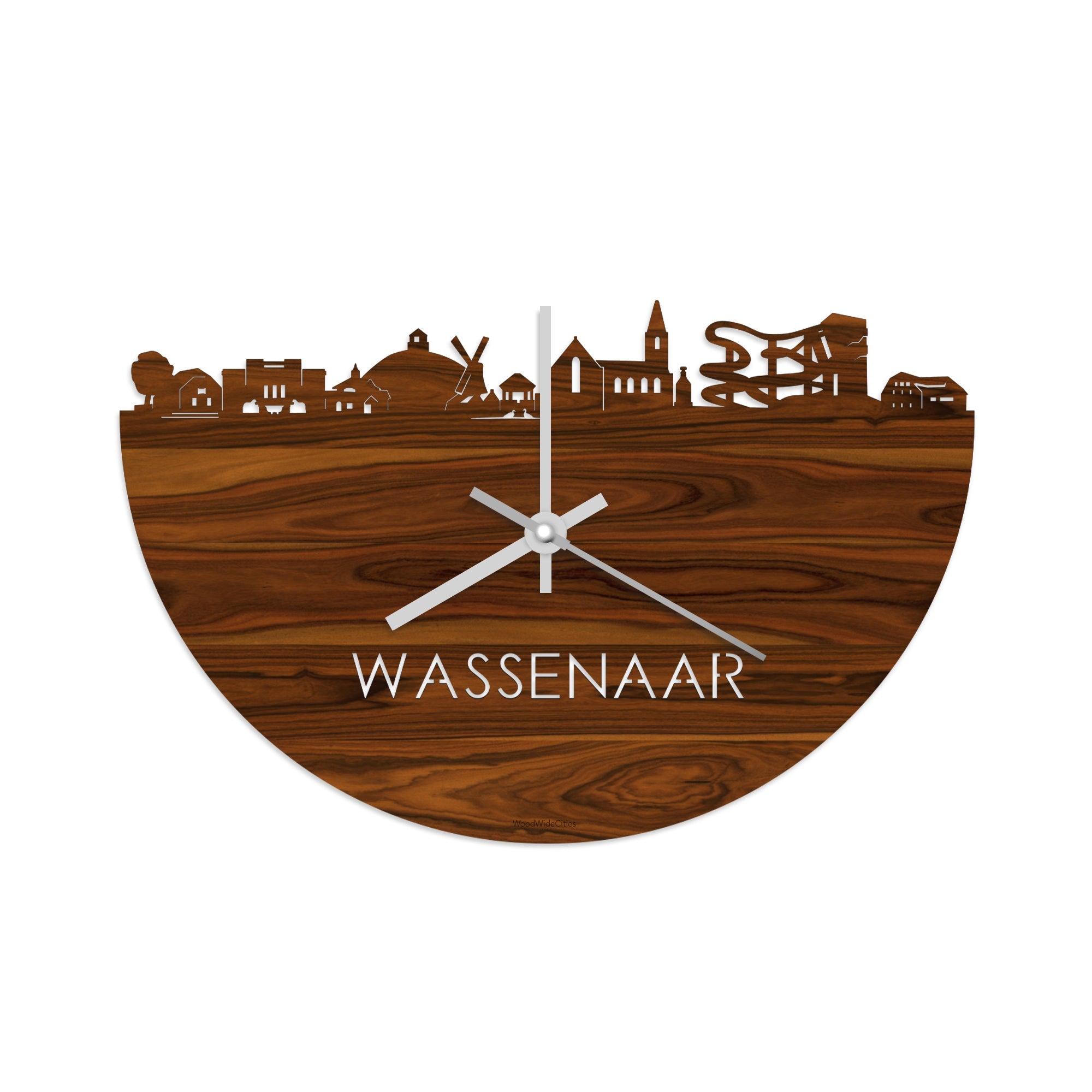 Skyline Klok Wassenaar Palissander houten cadeau wanddecoratie relatiegeschenk van WoodWideCities