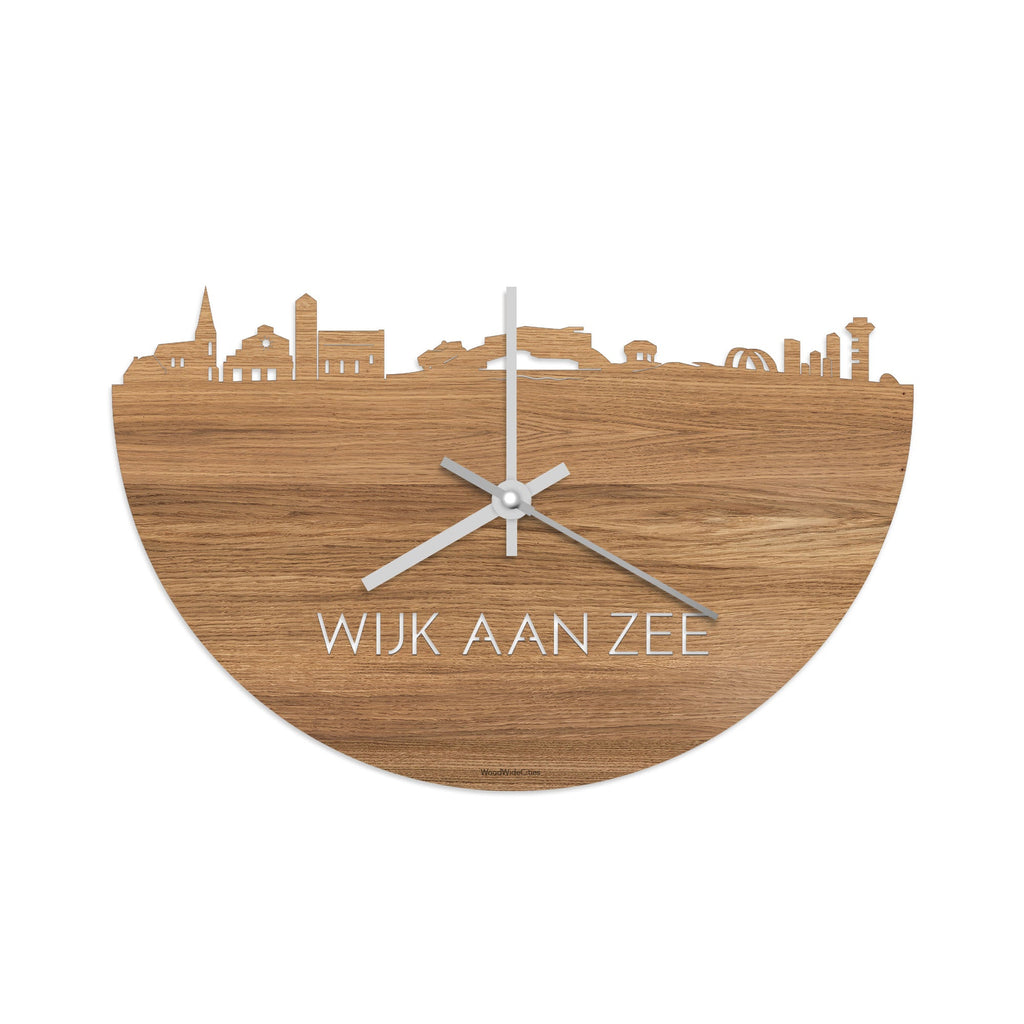 Skyline Klok Wijk aan Zee Eiken houten cadeau decoratie relatiegeschenk van WoodWideCities