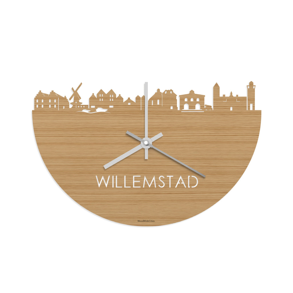 Skyline Klok Willemstad Bamboe houten cadeau decoratie relatiegeschenk van WoodWideCities