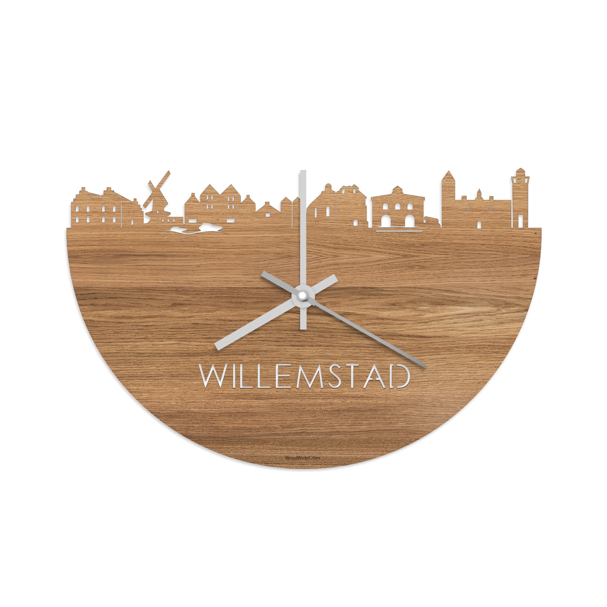 Skyline Klok Willemstad Eiken houten cadeau decoratie relatiegeschenk van WoodWideCities