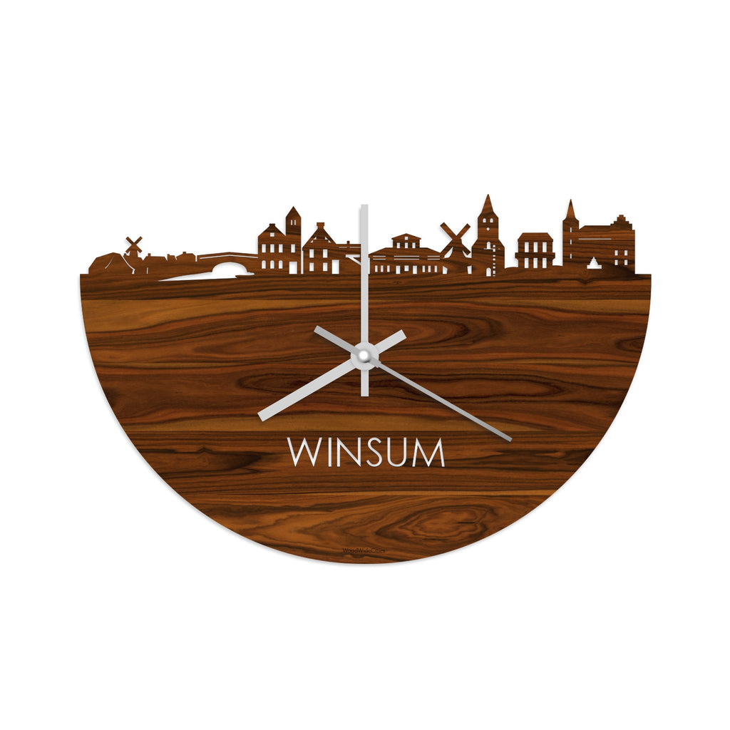 Skyline Klok Winsum Palissander houten cadeau decoratie relatiegeschenk van WoodWideCities