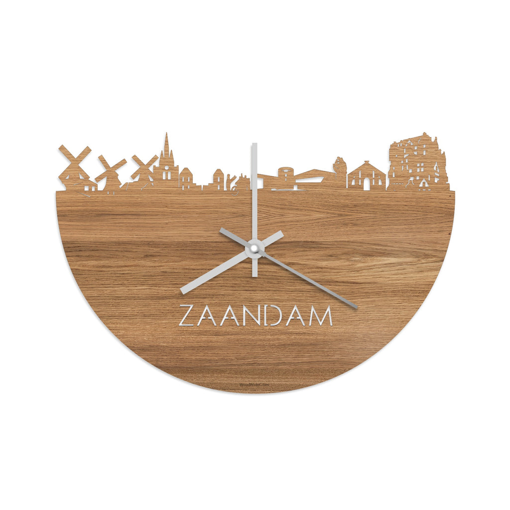 Skyline Klok Zaandam Eiken houten cadeau wanddecoratie relatiegeschenk van WoodWideCities