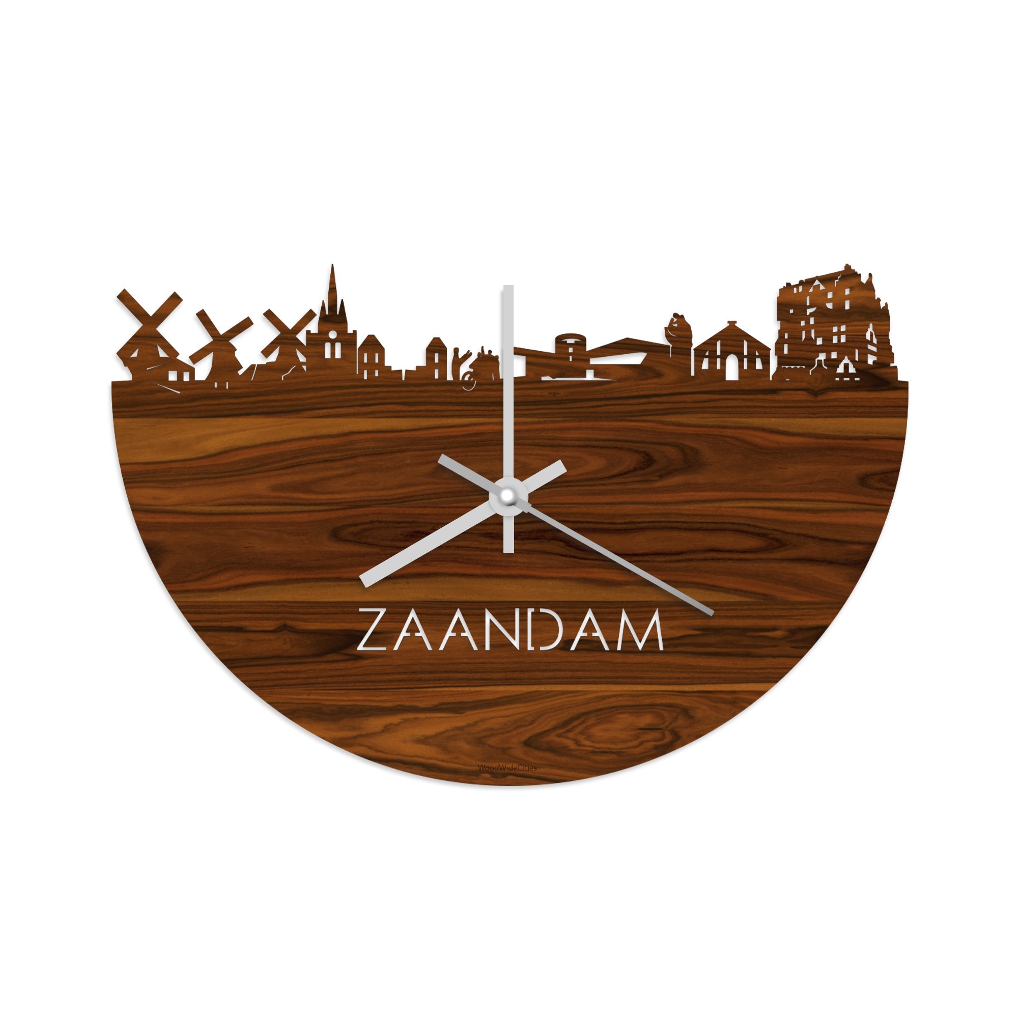 Skyline Klok Zaandam Palissander houten cadeau wanddecoratie relatiegeschenk van WoodWideCities