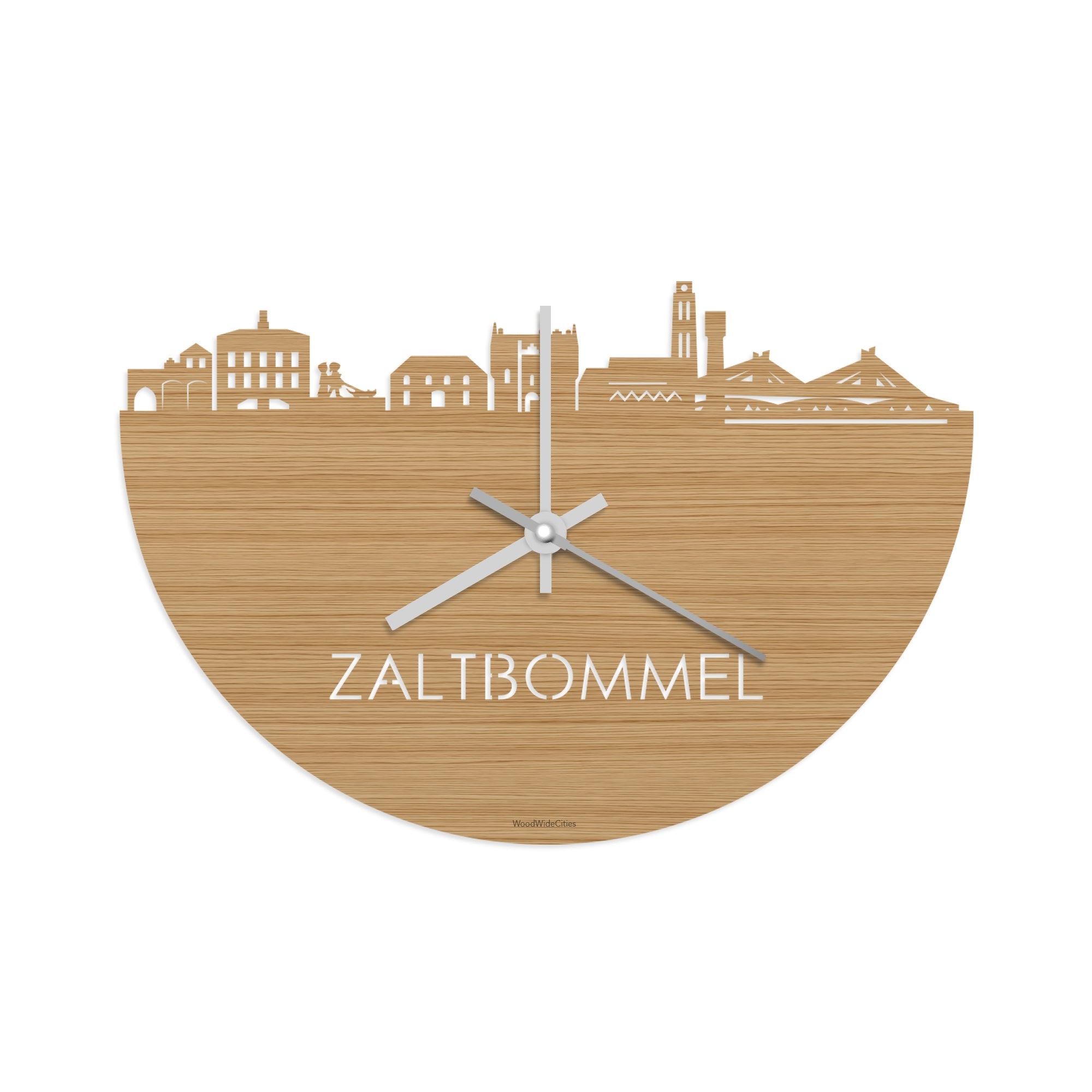 Skyline Klok Zaltbommel Bamboe houten cadeau wanddecoratie relatiegeschenk van WoodWideCities