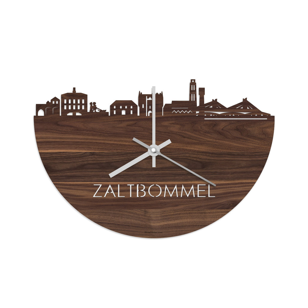 Skyline Klok Zaltbommel Noten houten cadeau wanddecoratie relatiegeschenk van WoodWideCities