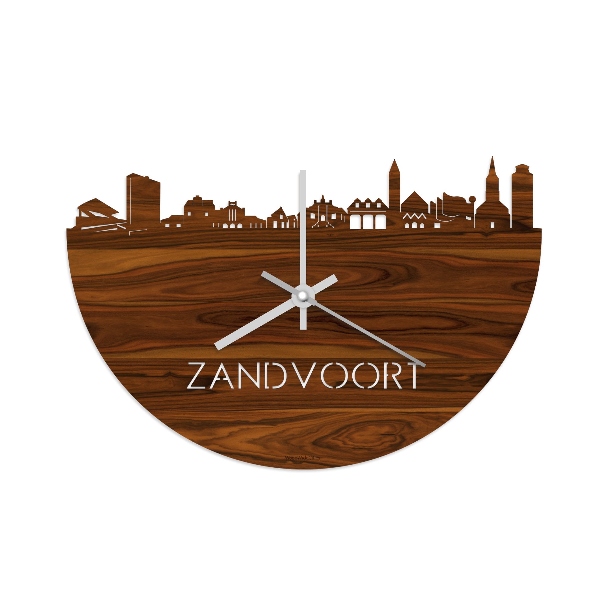 Skyline Klok Zandvoort Palissander houten cadeau wanddecoratie relatiegeschenk van WoodWideCities