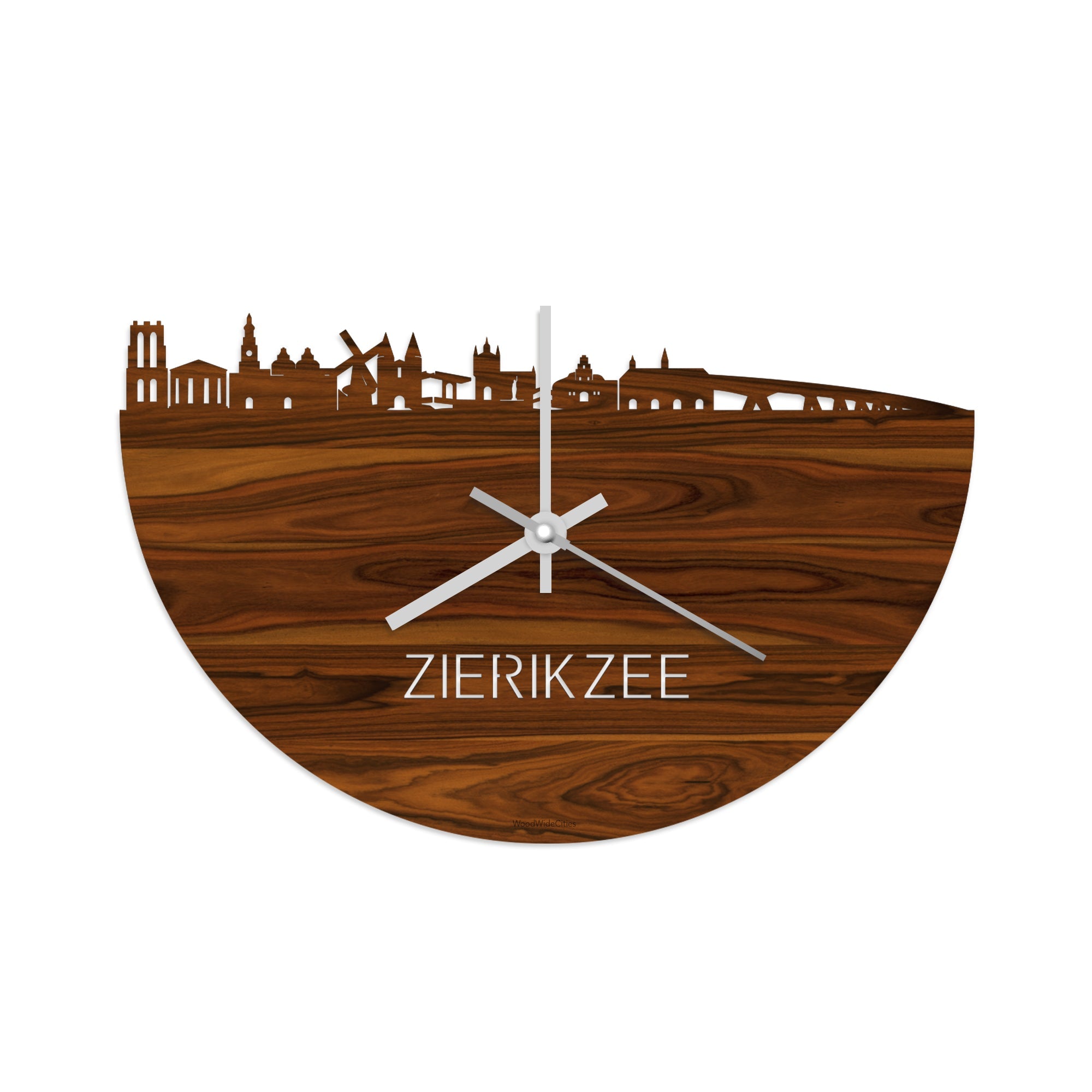 Skyline Klok Zierikzee Palissander houten cadeau wanddecoratie relatiegeschenk van WoodWideCities