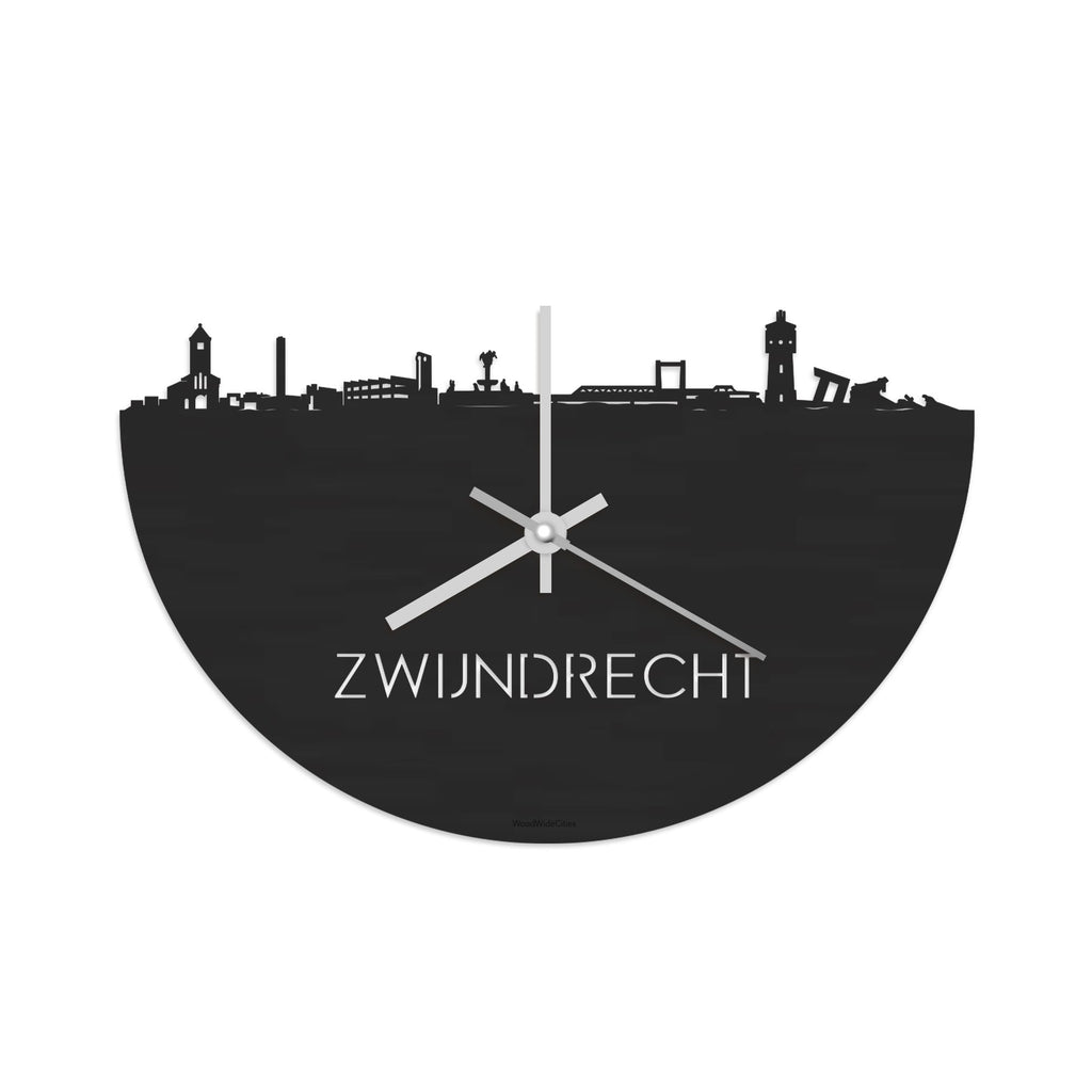 Skyline Klok Zwijndrecht Black Zwart houten cadeau decoratie relatiegeschenk van WoodWideCities