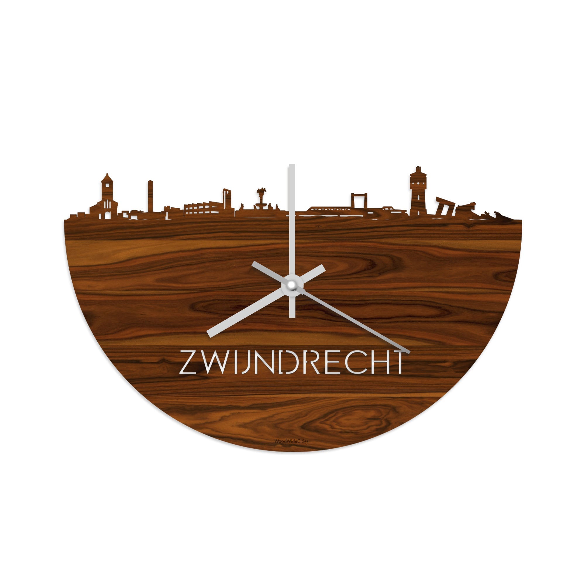 Skyline Klok Zwijndrecht Palissander houten cadeau decoratie relatiegeschenk van WoodWideCities