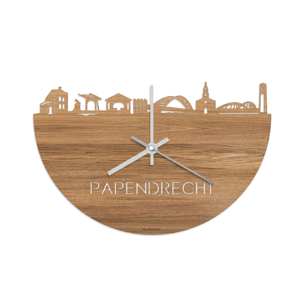 Skyline Klok papendrecht Eiken houten cadeau decoratie relatiegeschenk van WoodWideCities