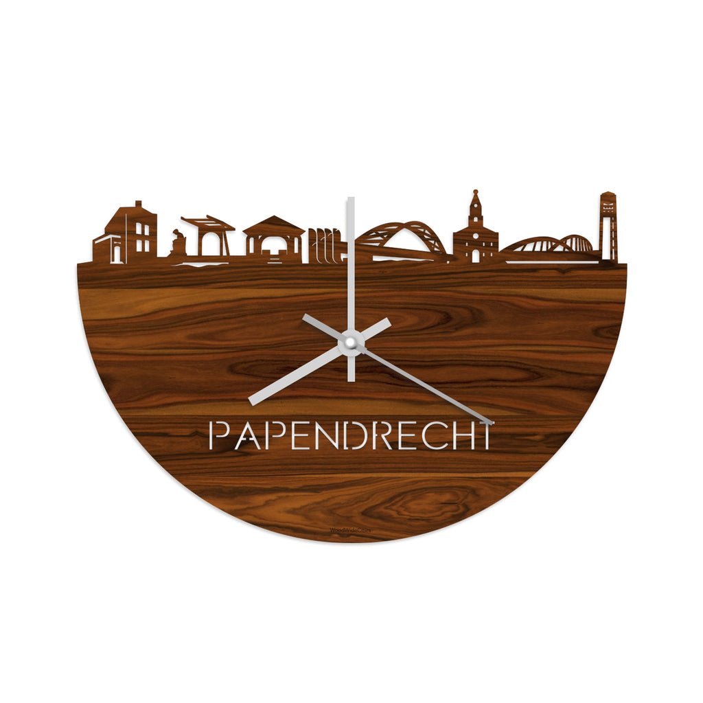 Skyline Klok papendrecht Palissander houten cadeau decoratie relatiegeschenk van WoodWideCities