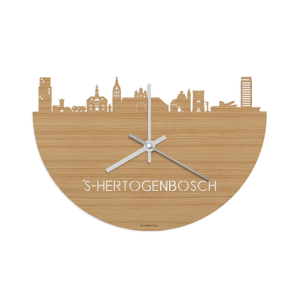 Skyline Klok Den-Bosch Bamboe houten cadeau decoratie relatiegeschenk van WoodWideCities