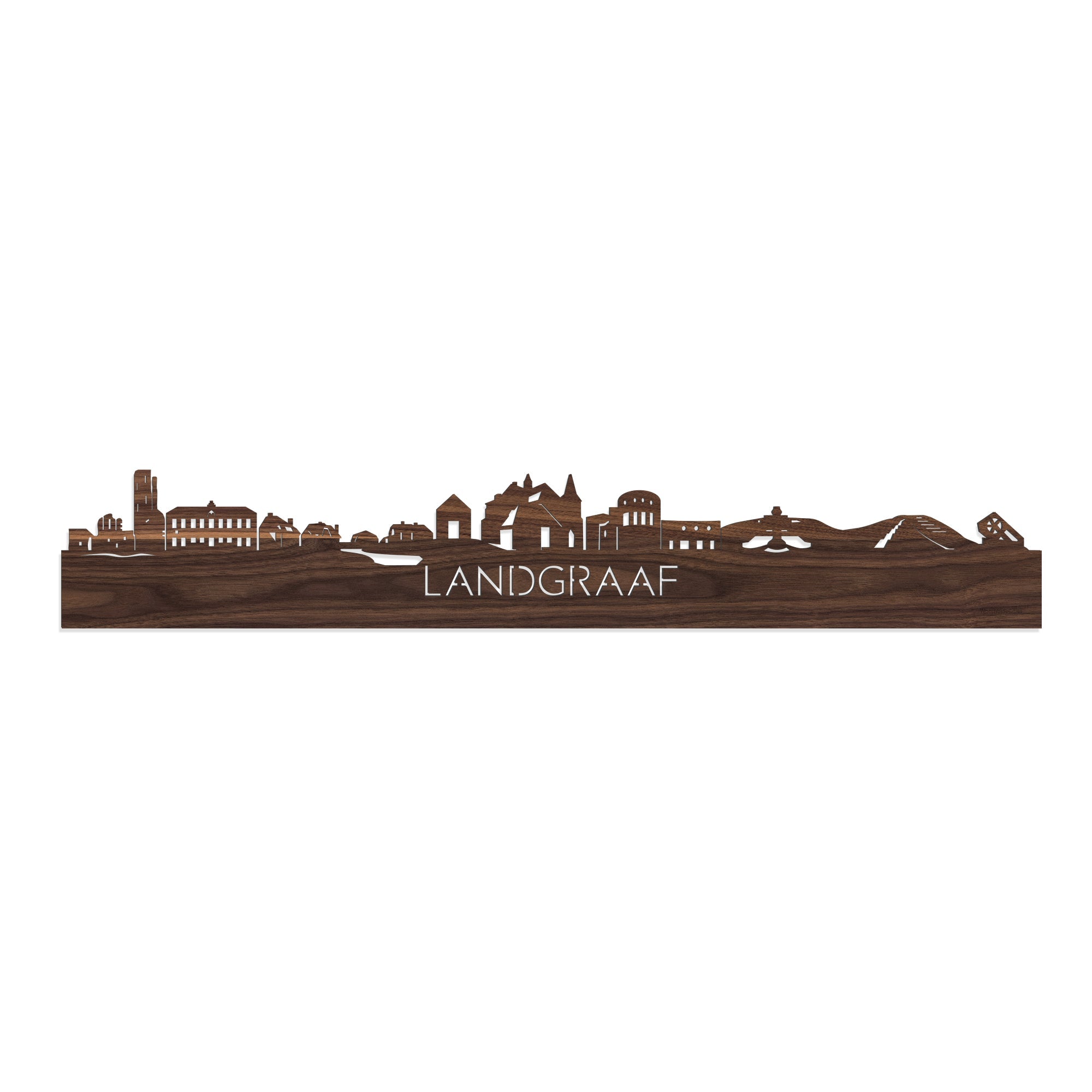 Skyline Landgraaf Noten houten cadeau decoratie relatiegeschenk van WoodWideCities