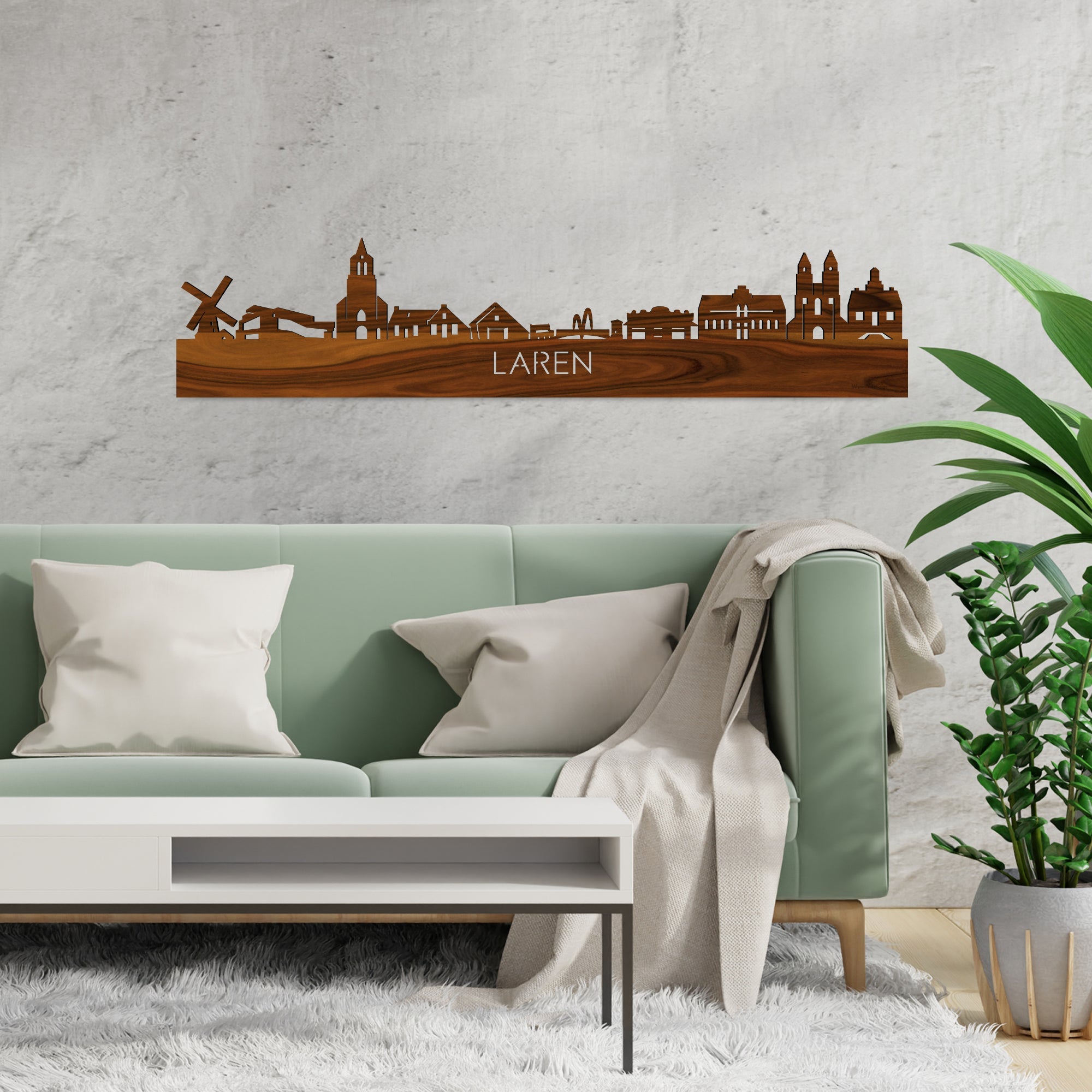 Skyline Laren Palissander houten cadeau decoratie relatiegeschenk van WoodWideCities