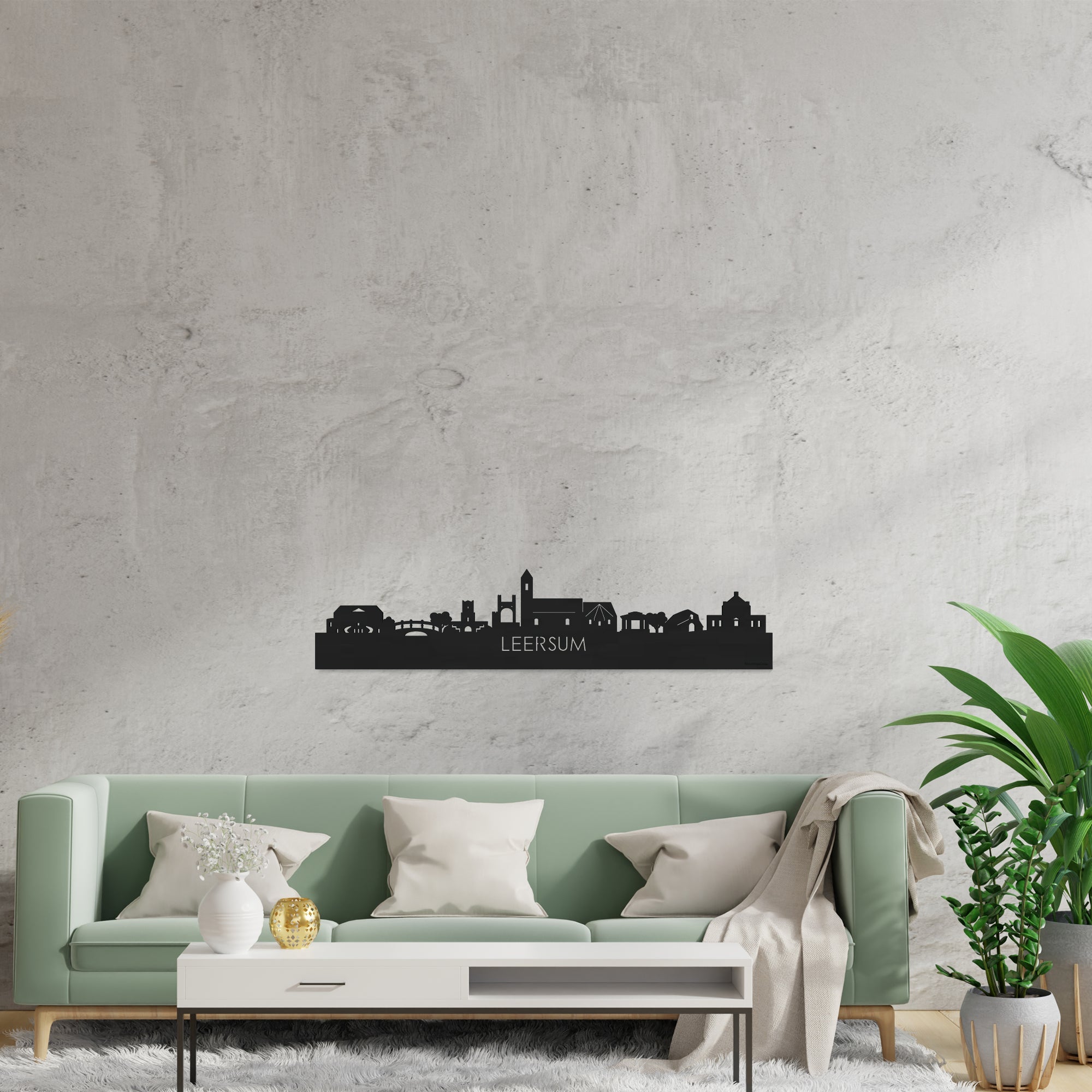 Skyline Leersum Zwart houten cadeau decoratie relatiegeschenk van WoodWideCities