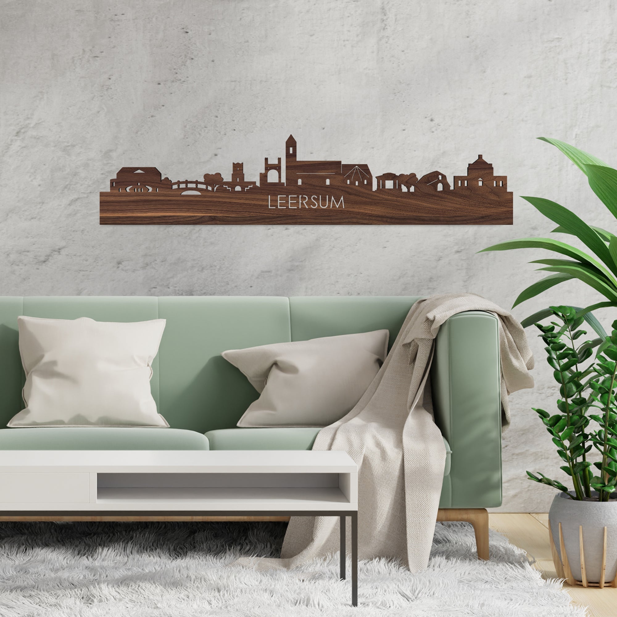 Skyline Leersum Noten houten cadeau decoratie relatiegeschenk van WoodWideCities